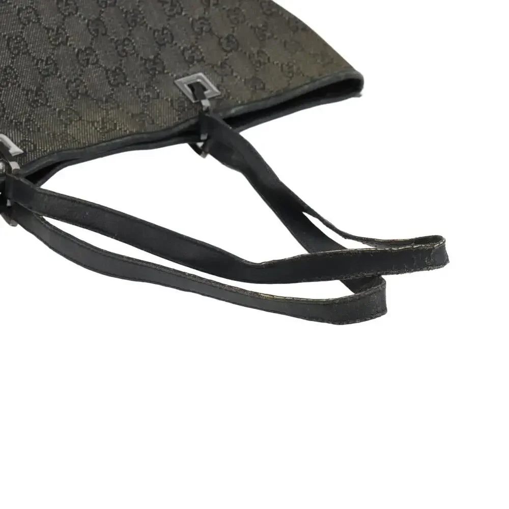 Gucci GG Canvas Tote Bag Black Silver 36173